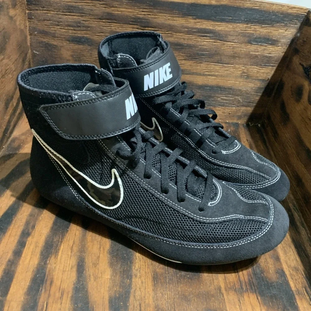 Nike SideSweep VII Wrestling Black White Sneakers 366683-001 Mens Size 10